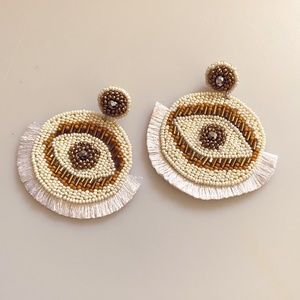 Beaded Evil Eye Fan Handmade Earrings